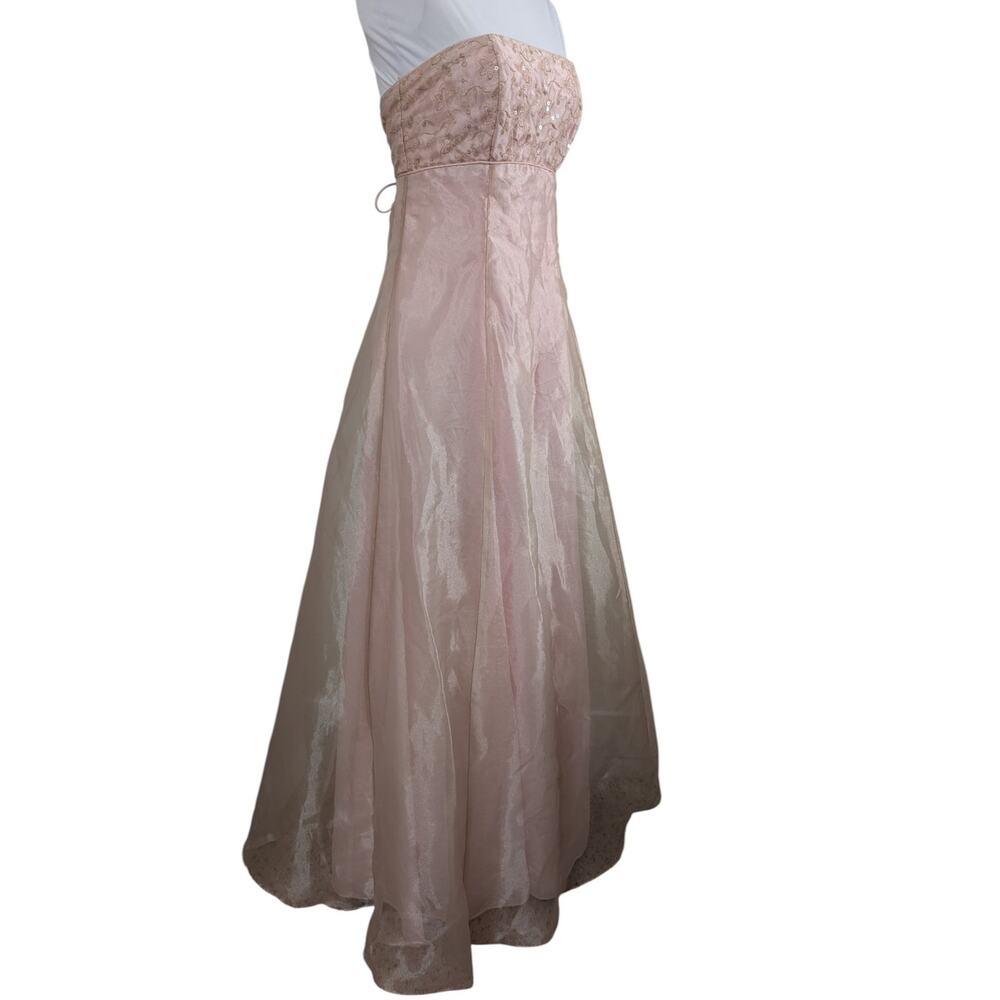Vintage Zum Zum By Niki Livas Pink Gold Shimmer Strapless Princess Ball Gown